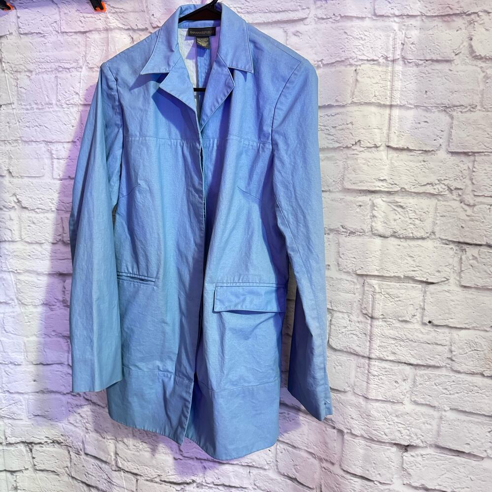BANANA REPUBLICAN LIGHT BLUE KNEE LENGTH TRENCH COAT SZ S 100% COTTON OUTER